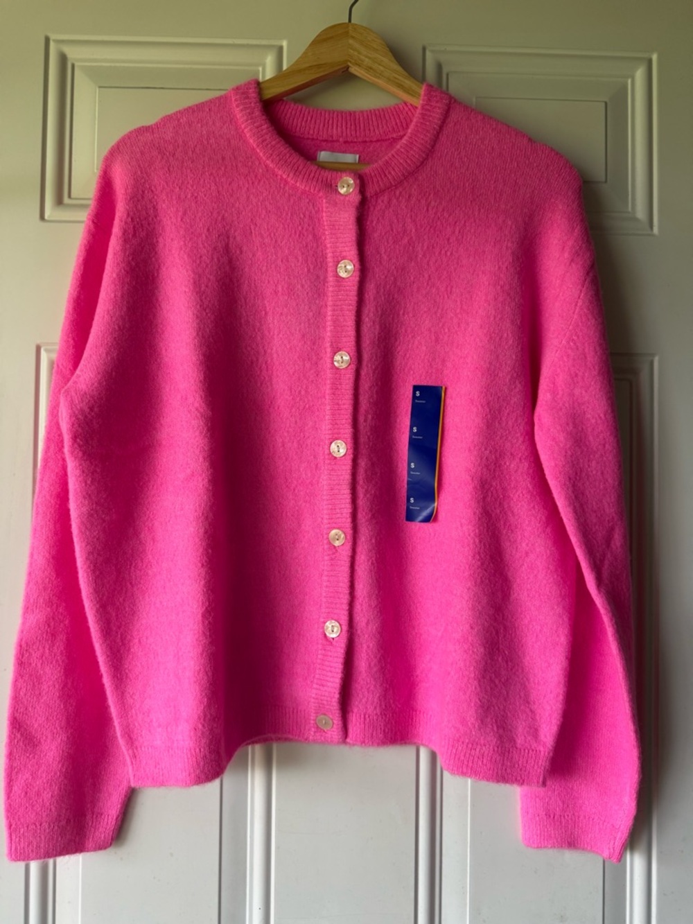 JoyLab Bright Pink Women's Cozy Button-Up Sweater Cardigan